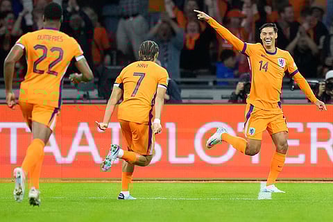 UEFA Nations League, Netherlands vs Germany: Tijjani Reijnders of the Netherlands celebrates after scoring a goal